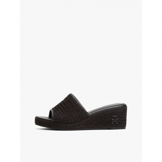 Th Rope Wedge Sandal Black  TOMMY HILFIGER