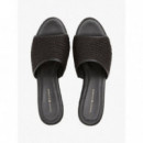 Th Rope Wedge Sandal Black  TOMMY HILFIGER