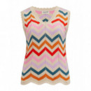 SUGARHILL BRIGHTON Chaquetas Mujer Chaleco Sugarhill Rosy Cream Rainbow Chevron Stripes