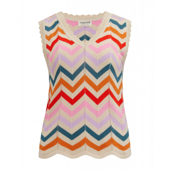 SUGARHILL BRIGHTON Chaquetas Mujer Chaleco Sugarhill Rosy Cream Rainbow Chevron Stripes