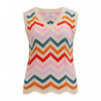 SUGARHILL BRIGHTON Chaquetas Mujer Chaleco Sugarhill Rosy Cream Rainbow Chevron Stripes