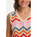 SUGARHILL BRIGHTON Chaquetas Mujer Chaleco Sugarhill Rosy Cream Rainbow Chevron Stripes