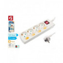 Extrastar Regleta de 4 Tomas Schuko con Interruptor 1.5MTRS KF-XB-04K5 Blanca  LALO