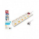 Extrastar Regleta de 5 Tomas Schuko con Interruptor 1.5MTRS KF-XB-05K6 Blanca  LALO