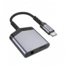 HOCO Adaptador Tipo C/m a Tipo C/h+jack 3.5/H LS39 15CMS