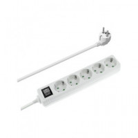 NIMO Regleta de 5 Tomas Schuko con Interruptor Blanca Cable 3 Mtrs MEL103
