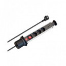 NIMO Regleta con 3 Tomas Schuko Torre Retractil con Interruptor 2X Tomas USB 1.5MTRS Negra MEL230