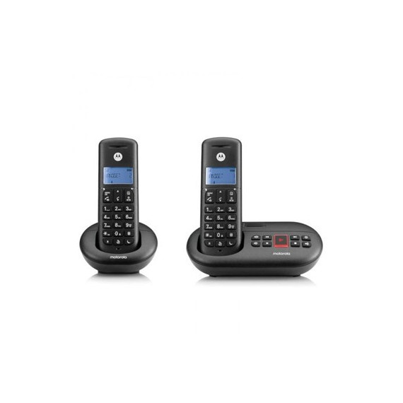 MOTOROLA Pack Duo Telefono Inalambrico con Contestador Automatico E212 Negro