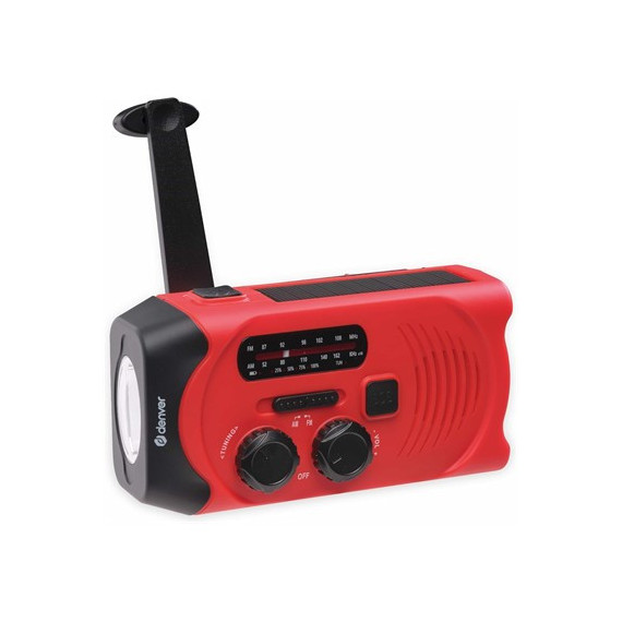 DENVER Radio Portatil Solar Am/fm con Dinamo y Linterna SCR-2010MK2 Roja