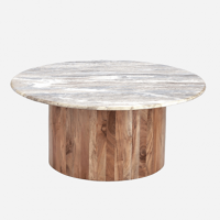 Mesa de Centro Redonda Pryma- 80 Cm ø- Tablero de Mármol- Terrazza®- Interior y Exterior  TERRAZZA COLLECTION