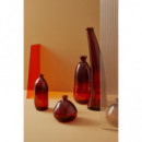 Jarrón Macetero Decorativo Kryos- Vidrio Reciclado- 13 X 35 Cm- Color Rojo- Decoración Interior- Terrazza®  TERRAZZA COLLECTION