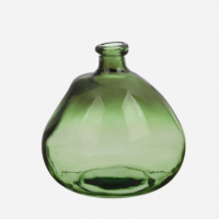 Jarrón Macetero Decorativo Kryos- Vidrio Reciclado- 20 X 23 Cm- Color Verde- Decoración Interior- Terrazza®  TERRAZZA COLLECTION