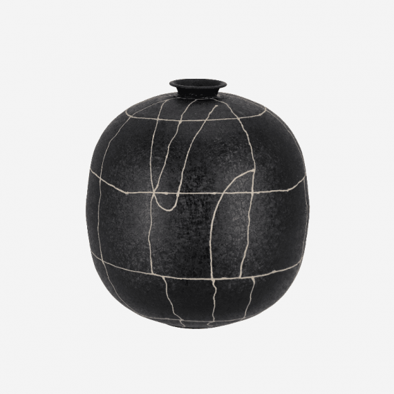 Jarrón Macetero Decorativo Tauro- Metal Artesanal- 26 X 29 Cm- Color Negro- Decoración Interior- Terrazza®  TERRAZZA COLLECTION