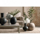 Jarrón Macetero Decorativo Tauro- Metal Artesanal- 26 X 29 Cm- Color Negro- Decoración Interior- Terrazza®  TERRAZZA COLLECTION