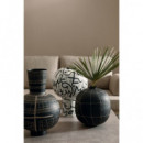 Jarrón Macetero Decorativo Tauro- Metal Artesanal- 26 X 29 Cm- Color Negro- Decoración Interior- Terrazza®  TERRAZZA COLLECTION