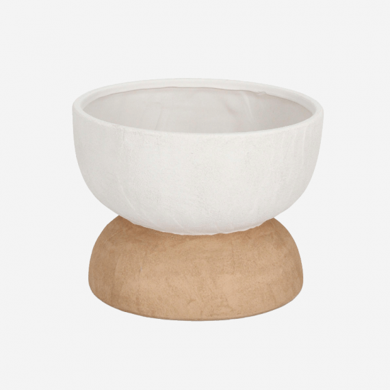 Jarrón Macetero Decorativo Nomada- Terracota Natural- 25 X 18,5 Cm- Color Blanco Natural- Decoración Interior- Terrazza®  TERRAZ