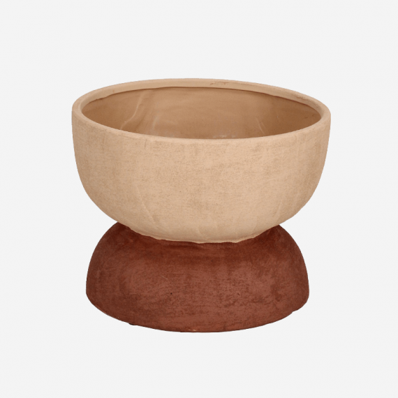 Jarrón Macetero Decorativo Nomada- Terracota Natural- 25 X 18,5 Cm- Color Marrón Natural- Decoración Interior- Terrazza®  TERRAZ