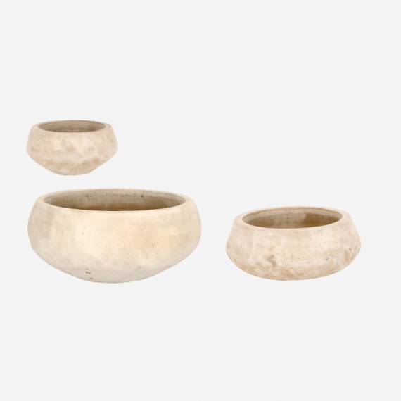 Set de 3 Jarrones Maceteros Decorativos Tang- Terracota Natural- Color Blanco Natural- Decoración Interior- Terrazza®  TERRAZZA 