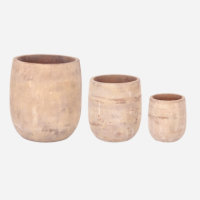 Set de 3 Jarrones Maceteros Decorativos Utama- Terracota Natural- Color Marrón Natural Terrazza®  TERRAZZA COLLECTION