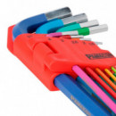 Juego Llaves Allen Colores Hexagonales Bola PAMACON 9 Pcs
