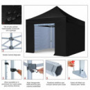 Carpa Profesional HEX.50 con Paredes Negra DONNA GARDEN 3X3 Metros