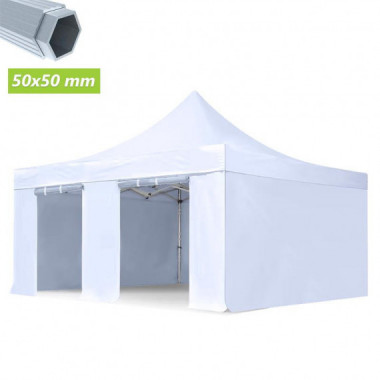 Carpa Profesional HEX.50 con Paredes Blanca DONNA GARDEN 5X5 Metros