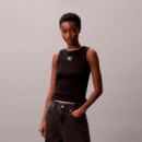 Camiseta de Tirantes de Canalé de Algodón con Insignia  CALVIN KLEIN