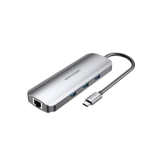 VENTION Hub 9 en 1 Tipo C/m a 3XUSB/1XTIPO C/1XRJ45/LECTOR Tarjeta/jack 3.5MM/HDMI Tolhb