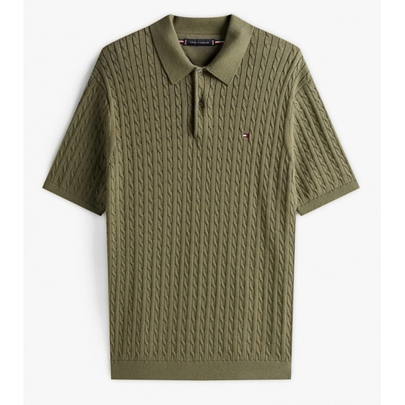 TOMMY HILFIGER - Cable Knitted S/s Polo - Pli - F|MW0MW40701/PLI