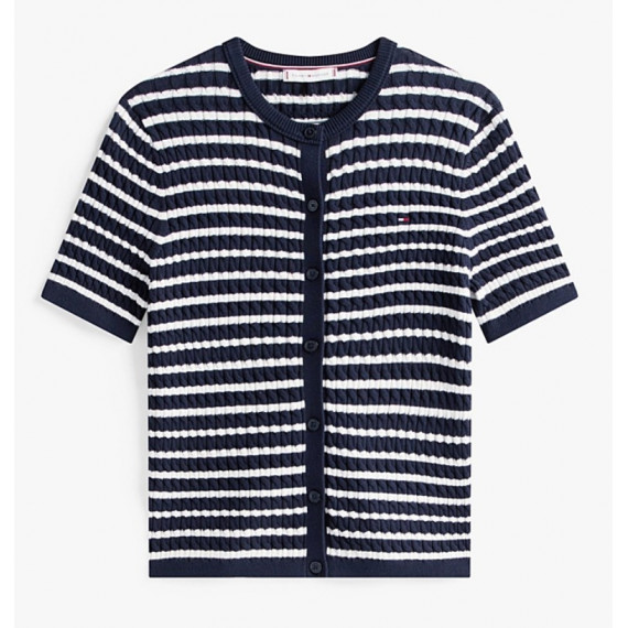 TOMMY HILFIGER - Co Cable Fine Gg S/s C-nk Cardi - 0BB - F|WW0WW45707/0BB