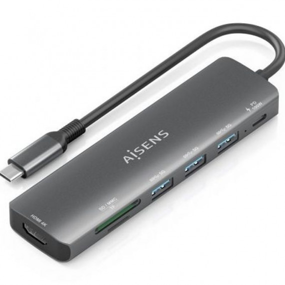 AISENS Docking Station Usb-c a 7 en 1 Usb-c a 1XHDMI, 3XUSB-A, 1XUSB-C Pd 100W, 1XSD, 1XMICRO Sd