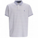 Polo RALPH LAUREN - SSKCCMSLM12-SHORT Sleeve-polo Shirt - Earth Blue White - 710974596002/EARTH Blue White