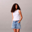 Camiseta de Tirantes de Canalé de Algodón con Insignia  CALVIN KLEIN