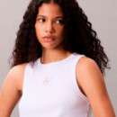 Camiseta de Tirantes de Canalé de Algodón con Insignia  CALVIN KLEIN