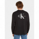 Monologo Ls Back Graphic Tee Ck Black/br  CALVIN KLEIN