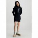 Logo Elastic Hoodie Dress Ck Black/brigh  CALVIN KLEIN