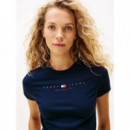 Tjw Slim Tj Us Linear Ss Tee Dark Night  TOMMY JEANS