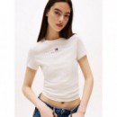 Tjw Slim Tj Us Linear Ss Tee Ancient White  TOMMY JEANS