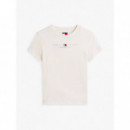 Tjw Slim Tj Us Linear Ss Tee Ancient White  TOMMY JEANS