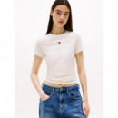 Tjw Slim Tj Us Linear Ss Tee Ancient White  TOMMY JEANS