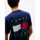 Tjm Reg Flag Graph Bckprnt T Ext Dark Ni  TOMMY JEANS