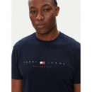 Tjm Reg Flag Linear Ss Tee Ext Dark Nigh  TOMMY JEANS