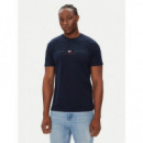 Tjm Reg Flag Linear Ss Tee Ext Dark Nigh  TOMMY JEANS