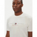 Tjm Reg Flag Linear Ss Tee Ext Ecru  TOMMY JEANS