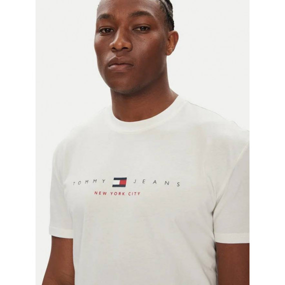 Tjm Reg Flag Linear Ss Tee Ext Ecru  TOMMY JEANS