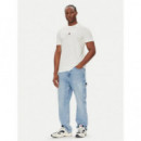 Tjm Reg Flag Linear Ss Tee Ext Ecru  TOMMY JEANS