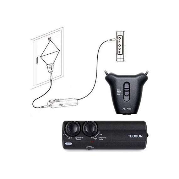 TECSUN Antena de Radio Lw/mw/sw AN-48X Bucle Activo para Interior