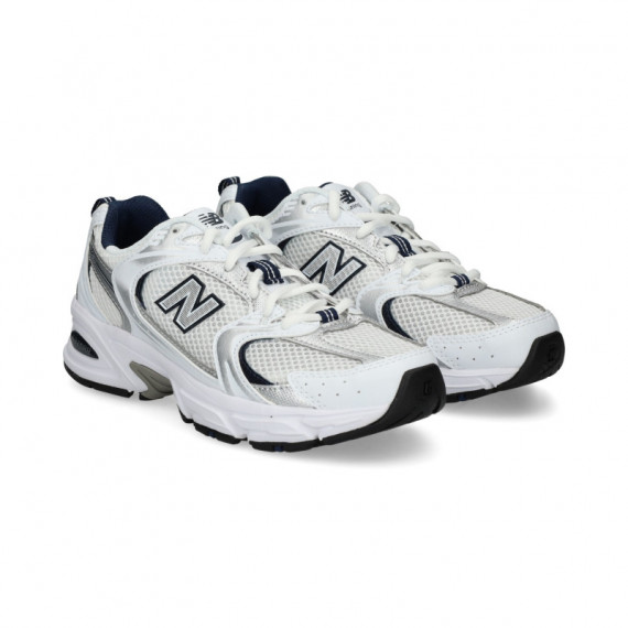 Deportivo Malla+piel Plata+blanco  NEW BALANCE
