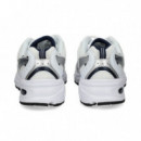 Deportivo Malla+piel Plata+blanco  NEW BALANCE