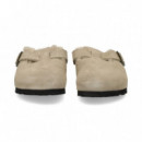 Zueco Hebilla Pelo+ante Beige  BIRKENSTOCK